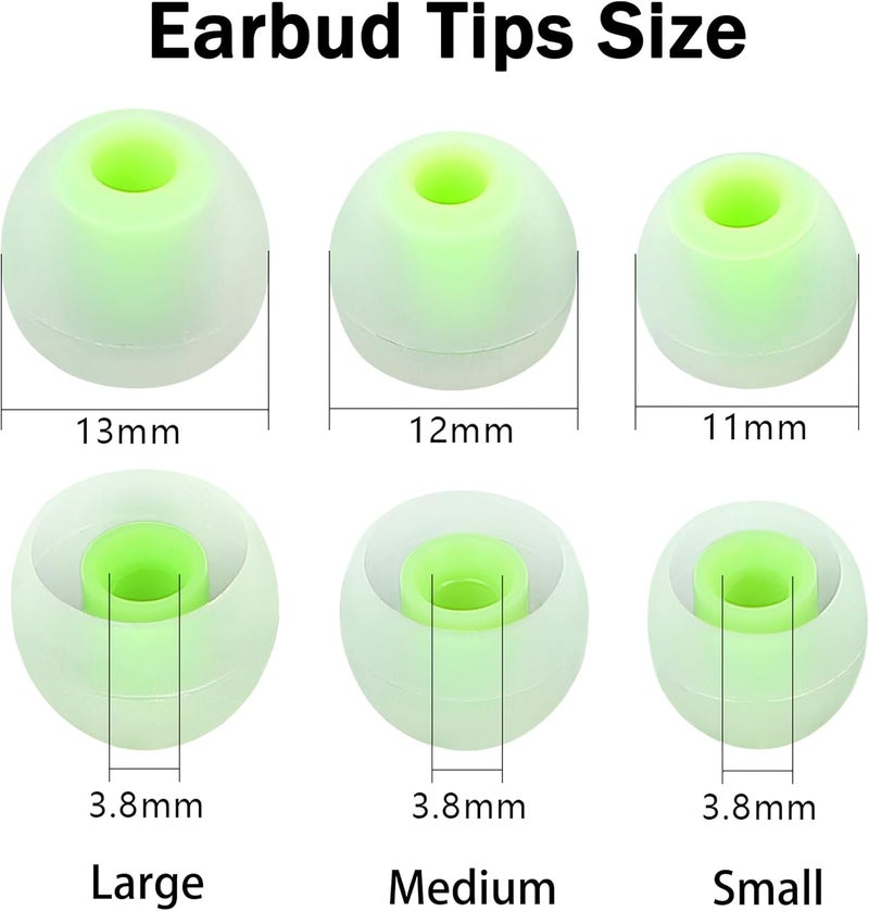 AQIMY Silicone Earbud Tips - S M L, Fit Most In-Ear Earbuds (Inner Hole 3.8mm - 5.1mm), 9 Pairs - Image 2